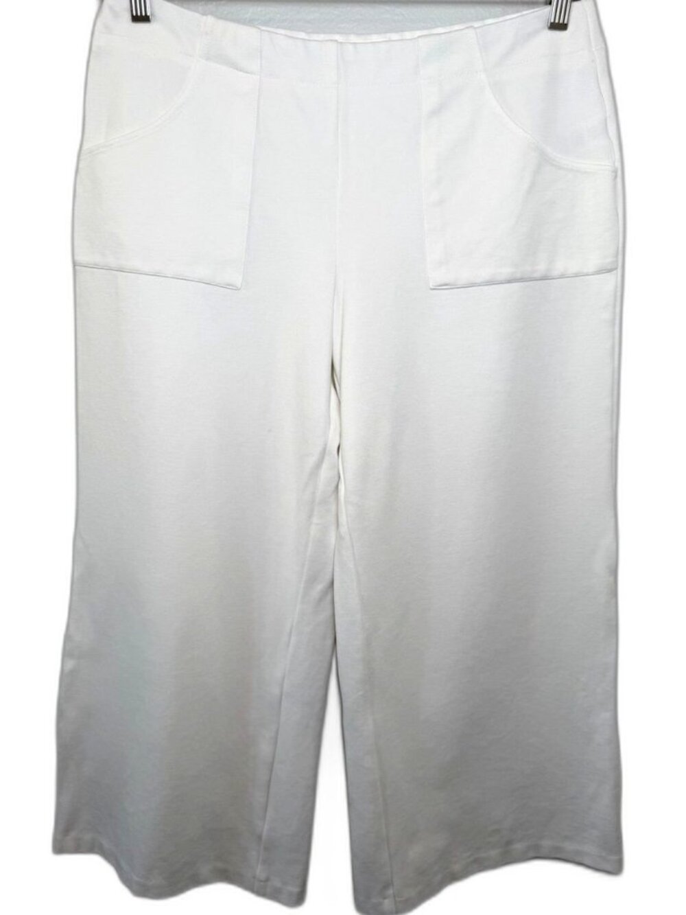 Haver + Blair Women's White Wide-Leg Pull-On Pants Large Patch Pockets
